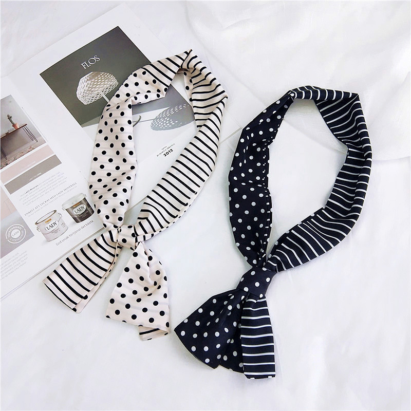 2018 fashion new striped wave point boxer small scarf women's all-match wrist band streamer hair band clothing accessories scarf, Blue;gray
2018 fashion new striped wave point boxer small scarf women's all-match wrist band streamer hair band clothing accessories scarf, Blue;gray