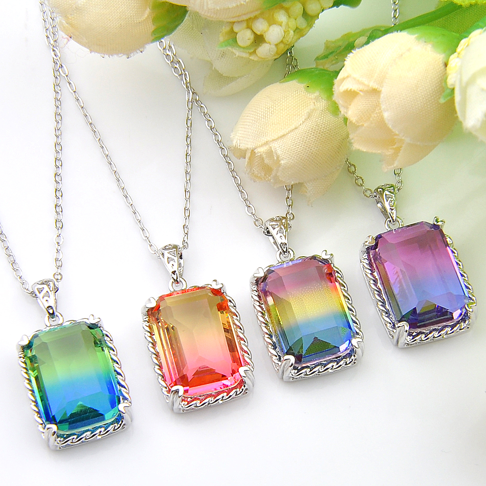 Luckyshine 4 Pcs/Lot Fashion Charm Women Pendants Gradients Tourmaline Cubic Zirconia 925 Silver Wedding Pendants Necklaces+Chain 13*18mm
Luckyshine 4 Pcs/Lot Fashion Charm Women Pendants Gradients Tourmaline Cubic Zirconia 925 Silver Wedding Pendants Necklaces+Chain 13*18mm