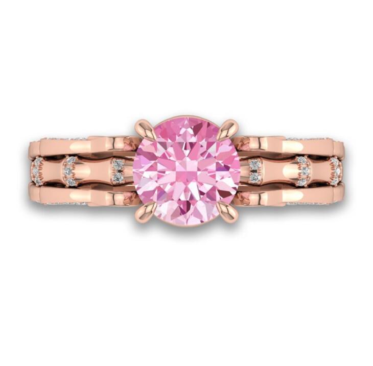 Punk Jewelry Ring: Rose Gold Filled Pink Sapphire CZ Skull Band for Women