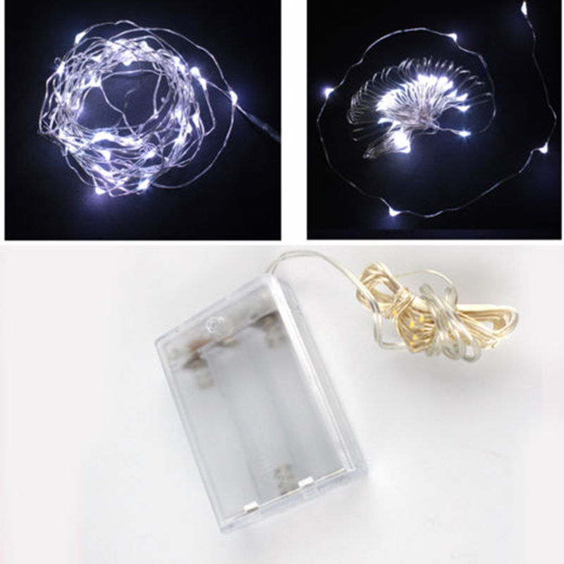 2M 20 LEDs Battery Operated Mini LED Copper Wire String Fairy Lights for Wedding Party X-max