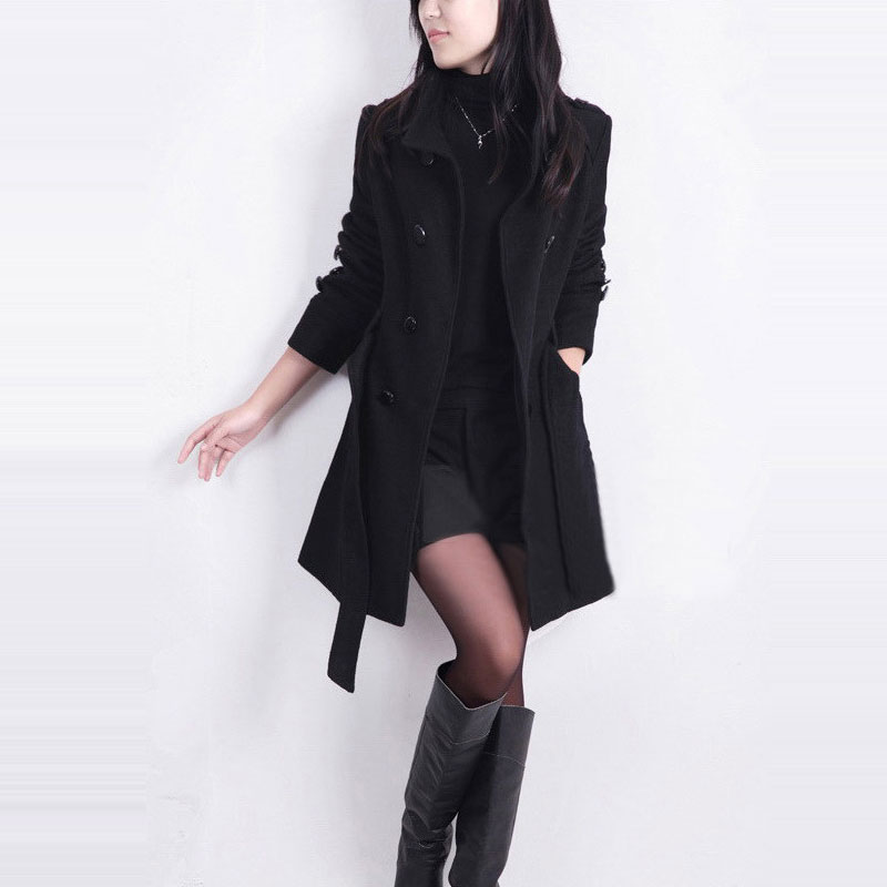 long sleeve winter wool coat women Europe style plus size casaco feminino ladies autumn new Slim long woolen coats Z5405