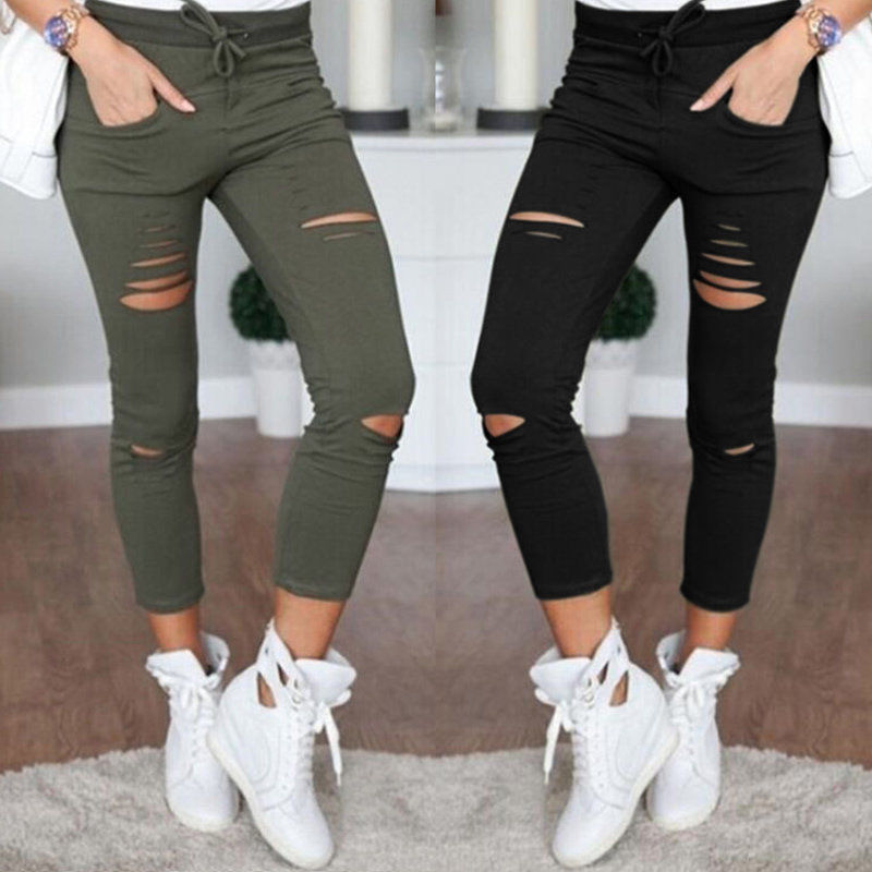 New Skinny Jeans Women Denim Pants Holes Destroyed Knee Pencil Pants Casual Trousers Black White Stretch Ripped Jeans, Blue
New Skinny Jeans Women Denim Pants Holes Destroyed Knee Pencil Pants Casual Trousers Black White Stretch Ripped Jeans, Blue