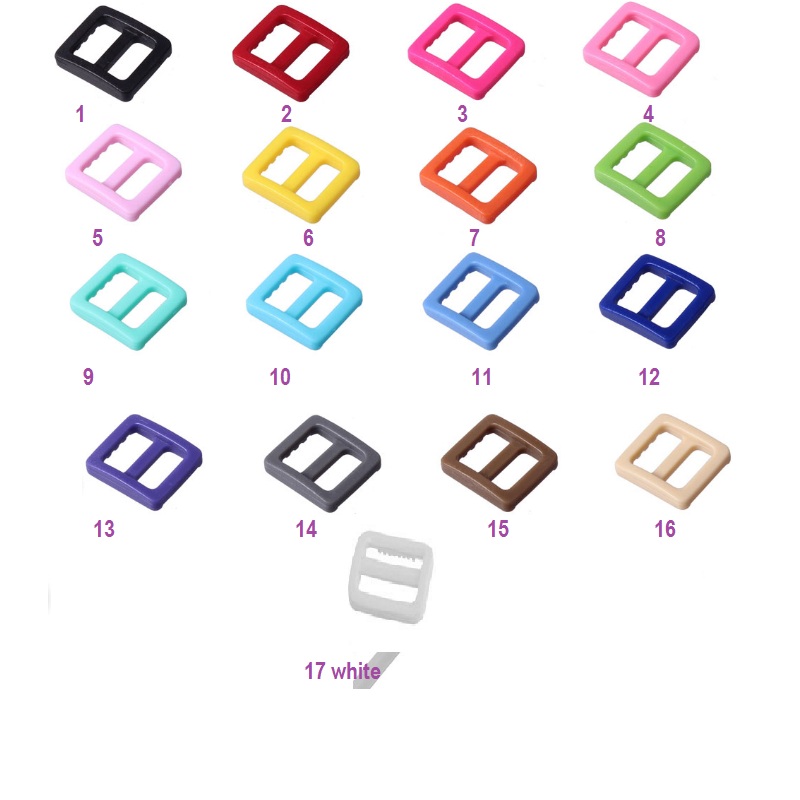 NEW Bag Colorful Plastic Slider Adjustable Buckles Dog Collar Harness Backpack Straps Webbing 10mm Parts 17 Colors
NEW Bag Colorful Plastic Slider Adjustable Buckles Dog Collar Harness Backpack Straps Webbing 10mm Parts 17 Colors