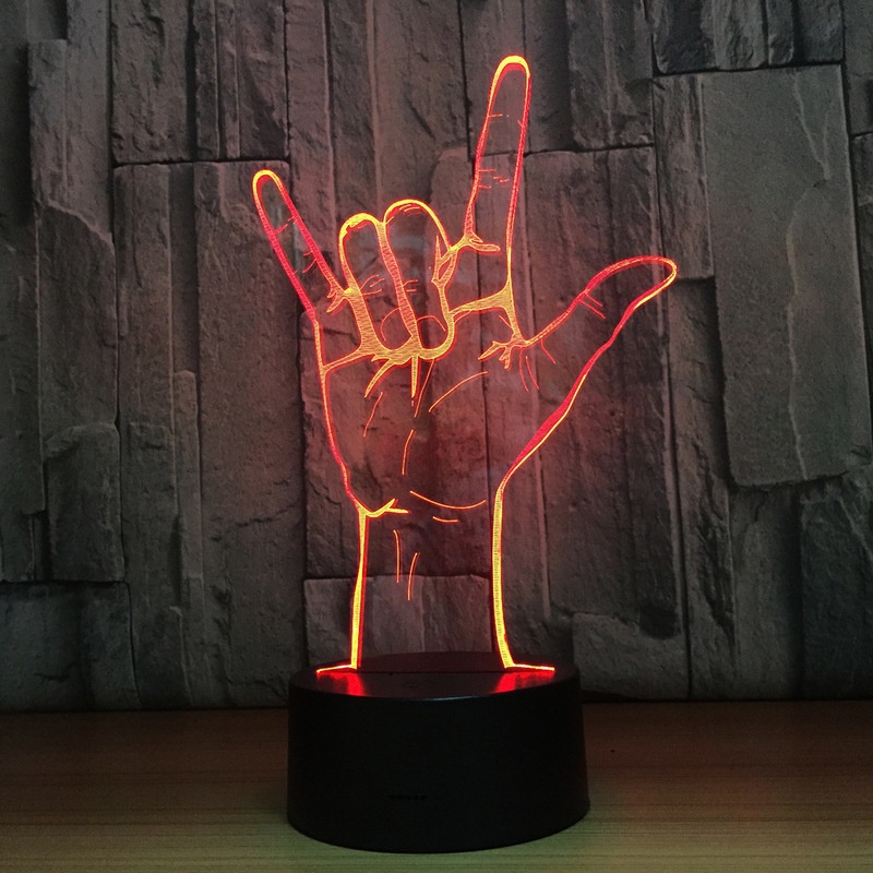 I Love You Gesture 3D Acrylic LED Night Light Touch Switch Desk Table Lamp Party Decorative Light Valentines Day Gift