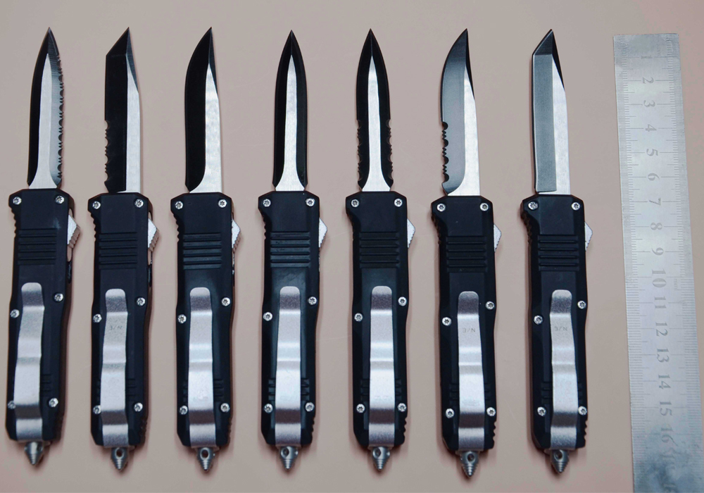 Wholesale-Mini Double Action Automatic Knives Stainless Steel Blade Pocket Knife Plain Tactical Survival Gear Knives with nylon sheath
Wholesale-Mini Double Action Automatic Knives Stainless Steel Blade Pocket Knife Plain Tactical Survival Gear Knives with nylon sheath