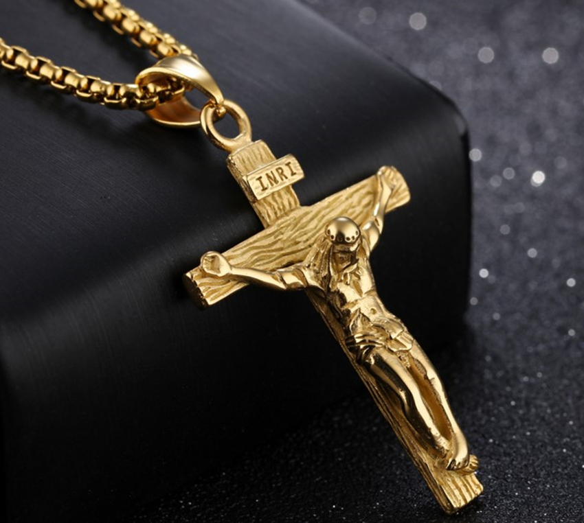 Heavenly Father Jesus cross Pendant Necklaces titanium steel pendant Necklace Christian Godfather Chain