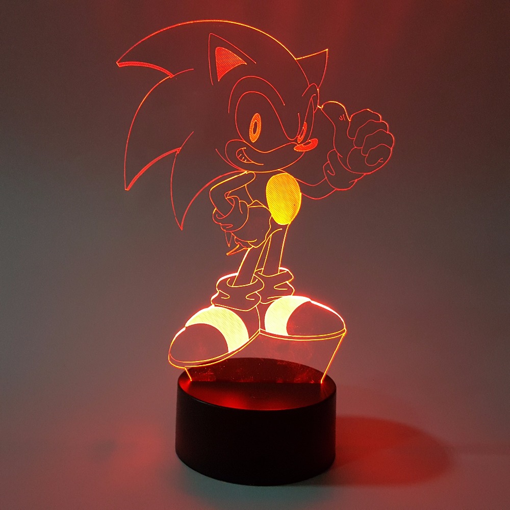 Sonic 3D Nightlight Visual Illusion LED RGB Changing Sonic The Hedgehog Action Figure Novelty Light For Christmas