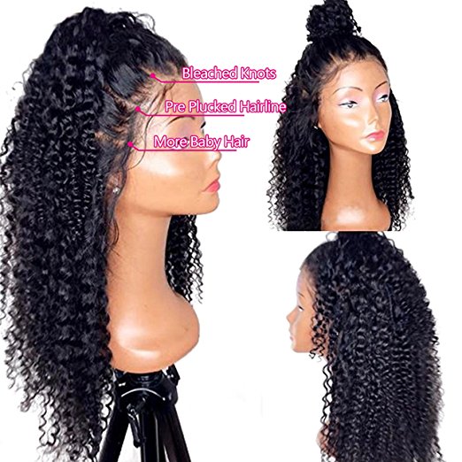 HD Transparent Lace Front Wigs Human Hair Pre Plucked 130% Density Brazilian Kinky Curly 360 Frontal Wig 9A Natural for Black Women diva1