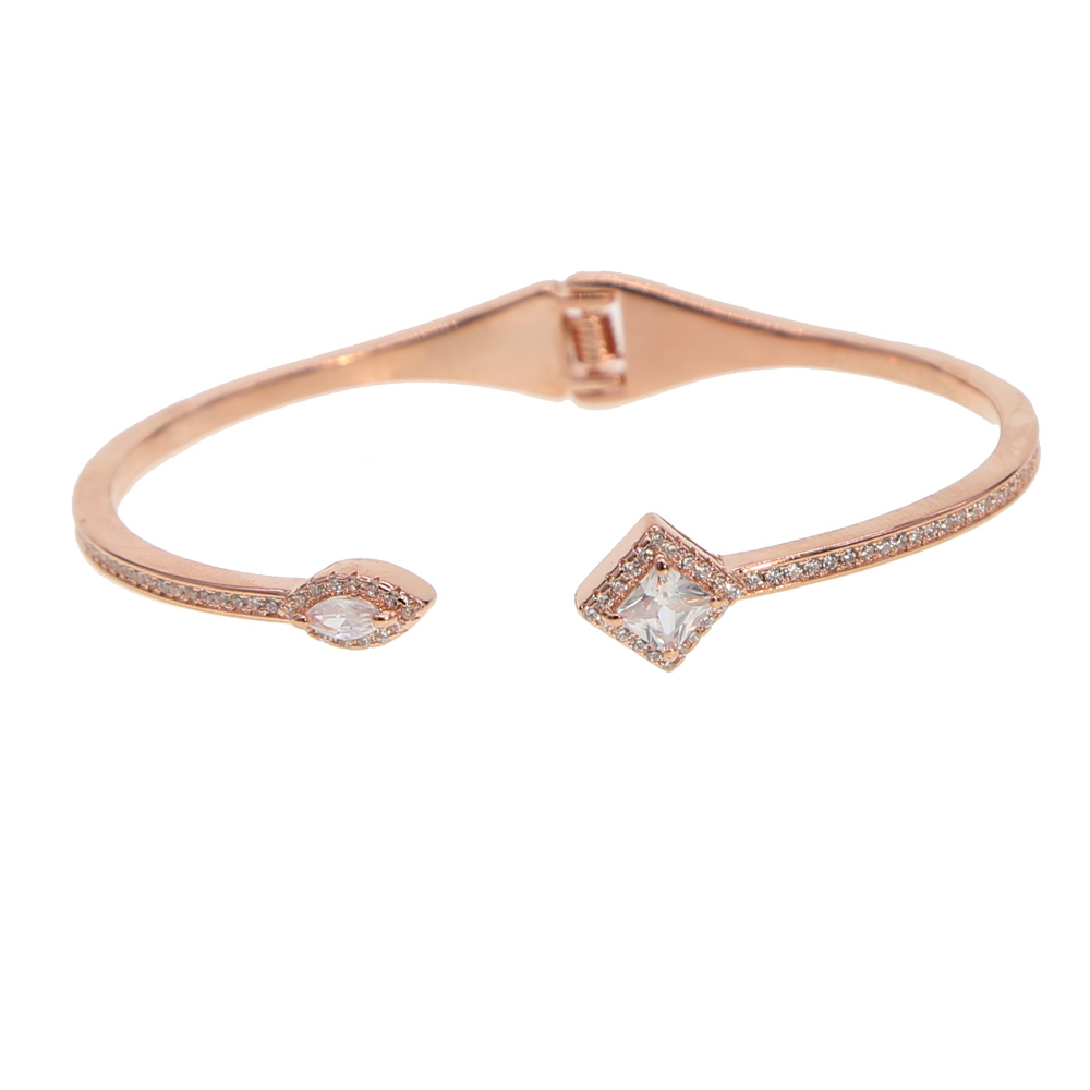 silver rose gold wedding engagement open cuff bangle fashion jewelry bridal gift elegance women ladies gift cz diamond sparking bracelet