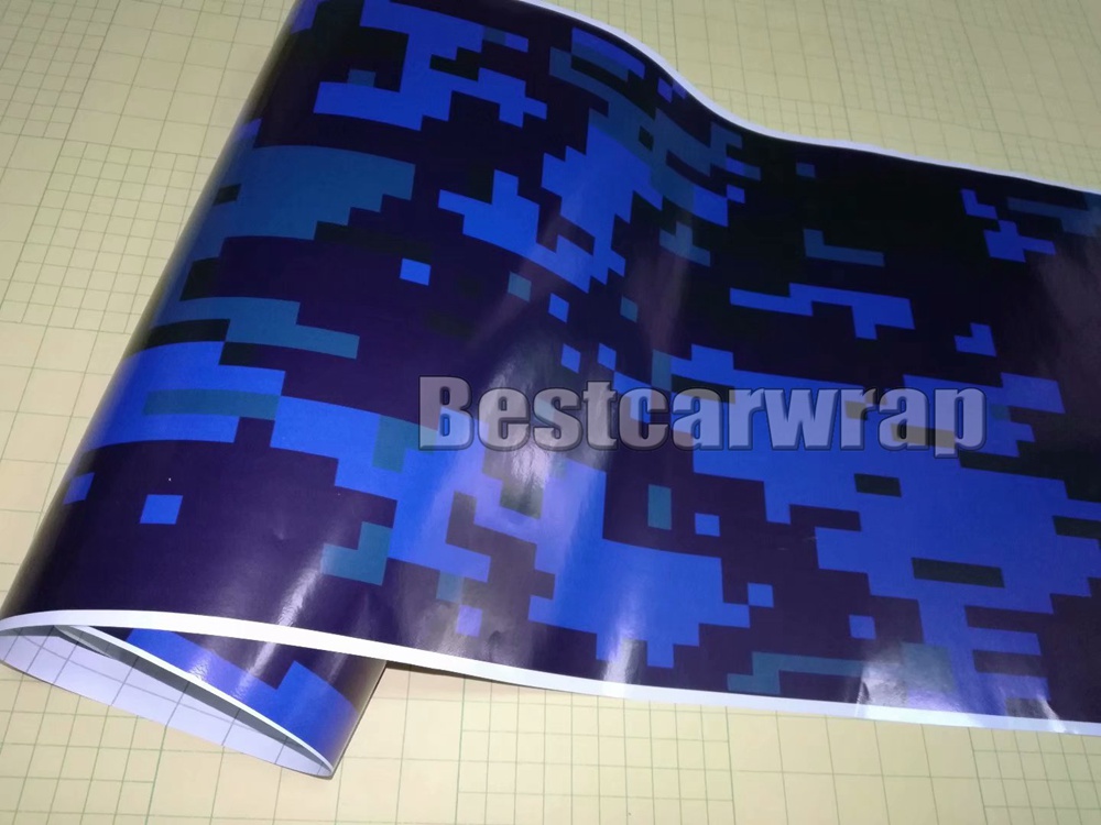 Blue Midnight Large Digital Camouflage Vinyl wrap for car wrap covering with air bubble free self adheisve 1.52x30m 5x98ft