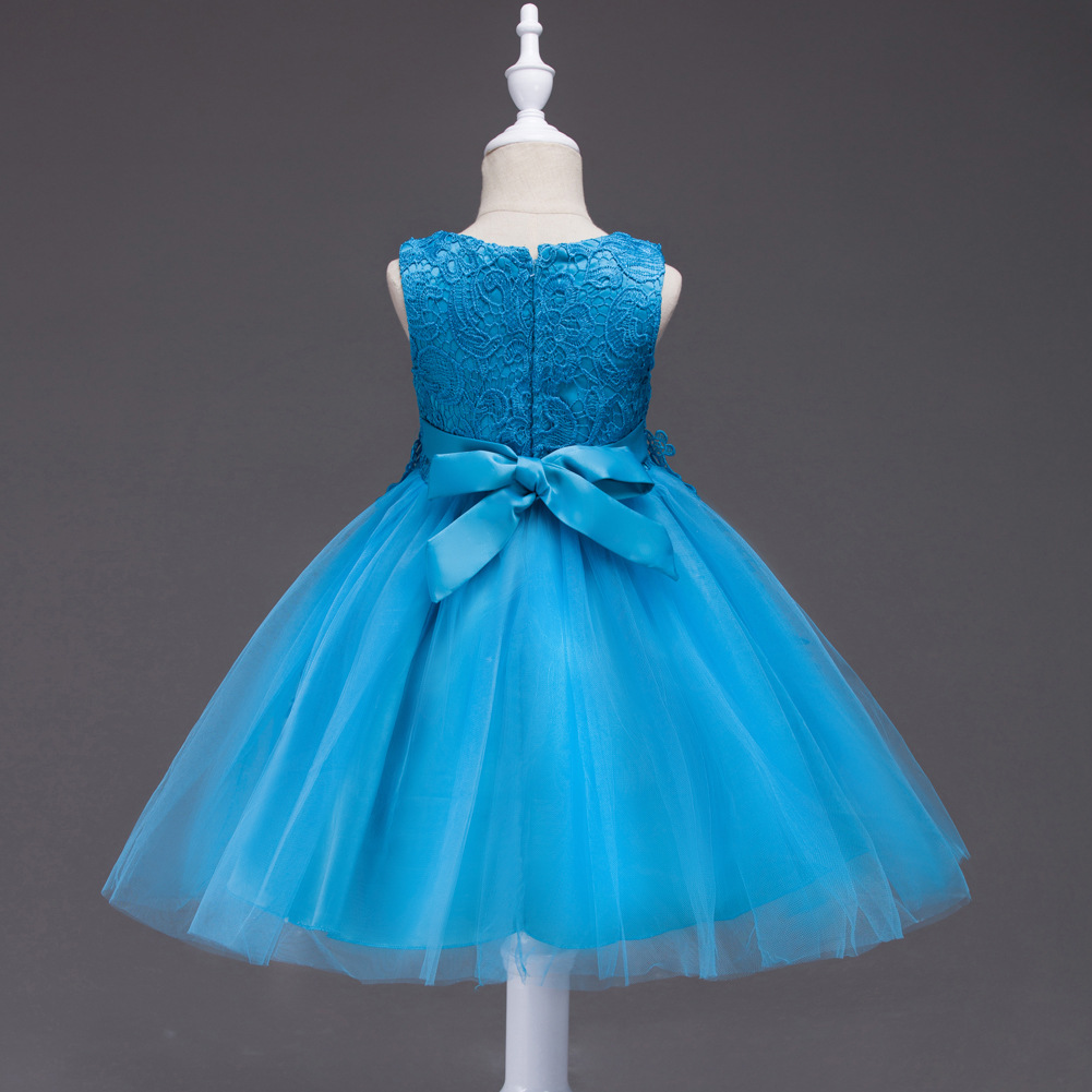 Vintage Flower Girl Dresses turquoise Lovely Clothes Mint Ivory With Lace Bow Tutu Ball Gowns White Gray Red In Stock Cheap