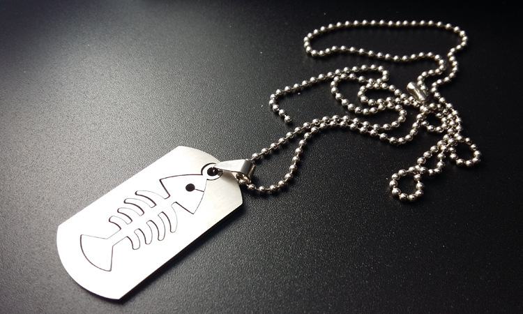 1pcs stainless steel double layer fish bone charm pendant necklace detachable fish bone necklace sea bottom animal bone necklace jewelry