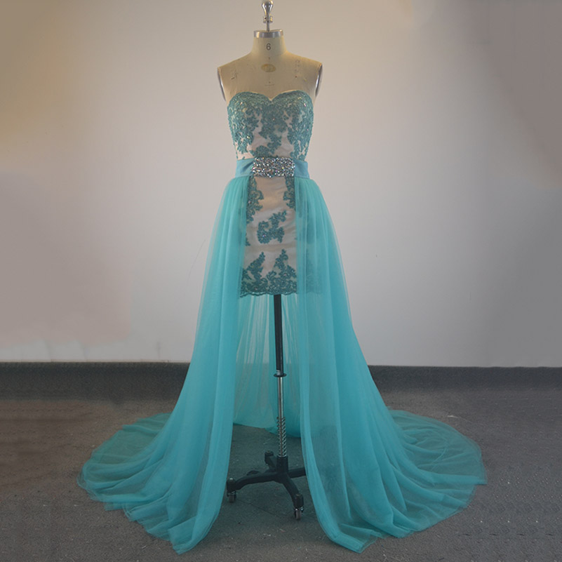 Sexy Sweetheart Neckline Short Prom Dresses With Detachable Train Short Prom Gowns Lace Appliques Real Formal Cocktail Dresses Custom Made, Royal blue
Sexy Sweetheart Neckline Short Prom Dresses With Detachable Train Short Prom Gowns Lace Appliques Real Formal Cocktail Dresses Custom Made, Royal blue