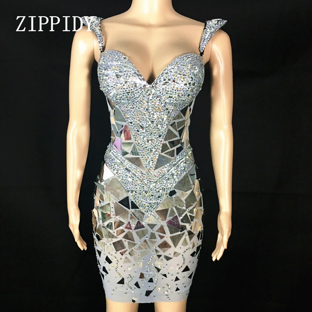 Shining Silver Sequins Rhinestone Dress Women Birthday Bright Sexy Costume Prom Celebrate Bling Mirrors Dresses Evening Outfit, As pic
Shining Silver Sequins Rhinestone Dress Women Birthday Bright Sexy Costume Prom Celebrate Bling Mirrors Dresses Evening Outfit, As pic