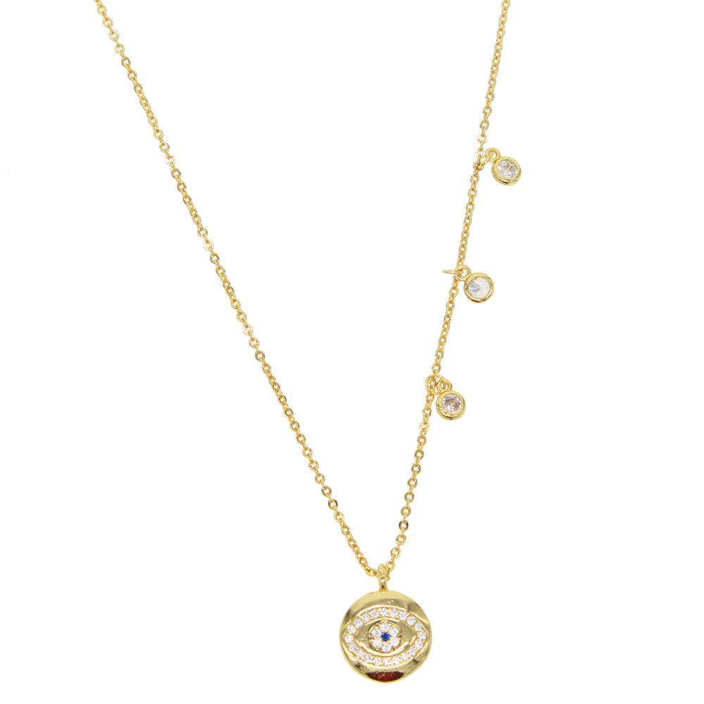 Gold plated lucky evil eye charm necklace cz drop elegance fashion jewelry women elegance fashion pendant necklaces