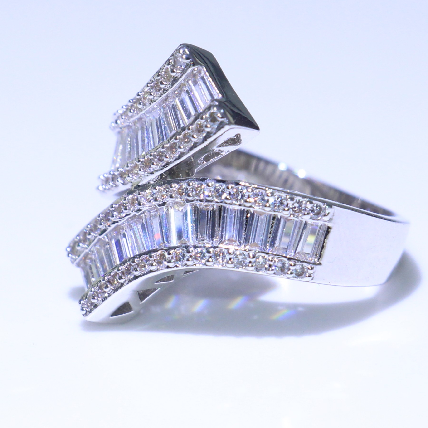 Classical Fashion Jewelry 925 Sterling Silver Princess Cut Full White Clear 5A Zirconia Square CZ Diamond Party Engagement Cross Ring Gift