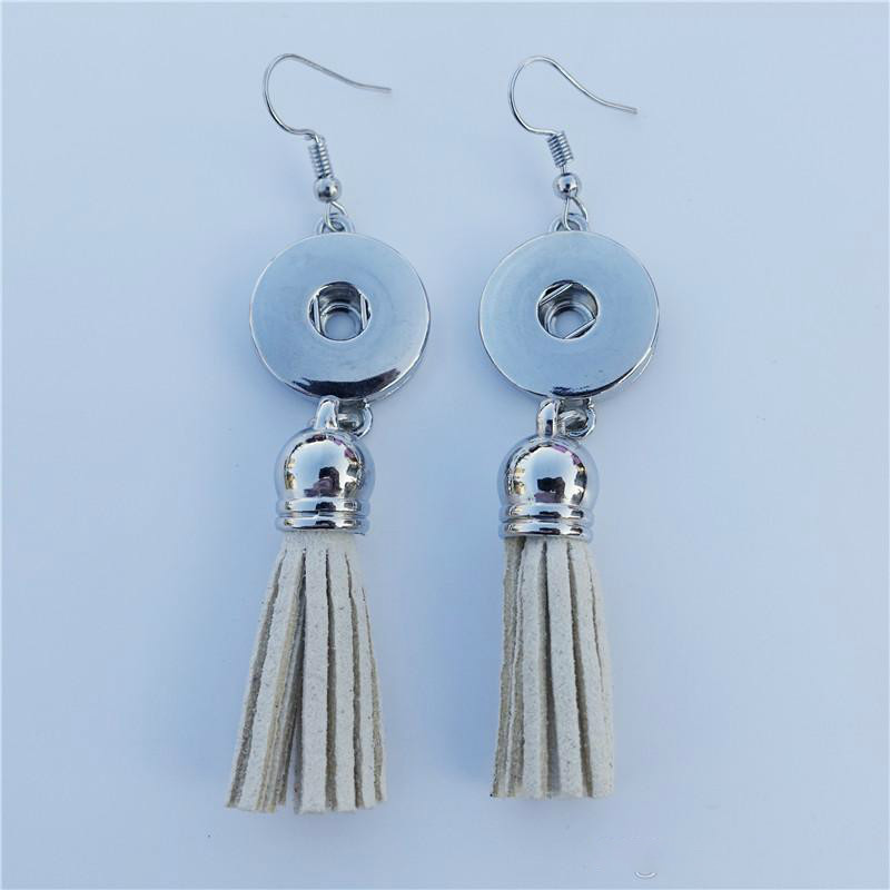 2018 hot sales girls woman Noosa Chunks Metal Ginger 18mm Snap Buttons Tassel Earrings Women Jewelry 12pairs/lot Mix Colors