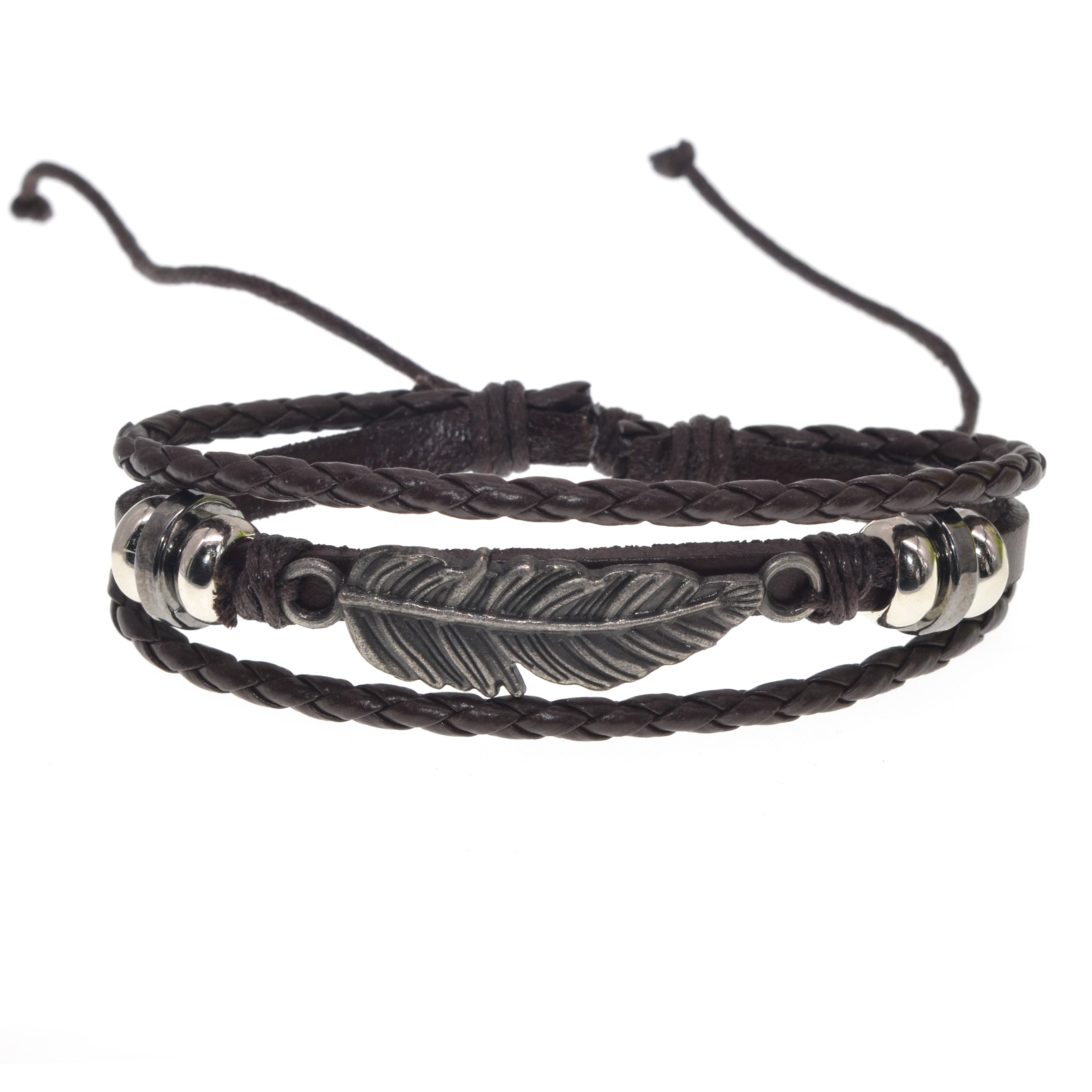 Multi-Bundle Set Bracelet Handmade Leather Handicraft Wooden Bead Weave Beaded Bracelet Men and women gentlemen charm