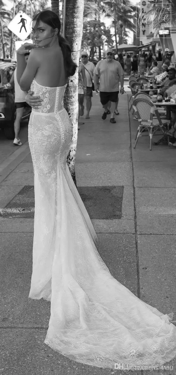 sexy sweetheart mermaid wedding dresses lace appliqued backless bridal gowns sweep train beach plus size wedding dress custom made