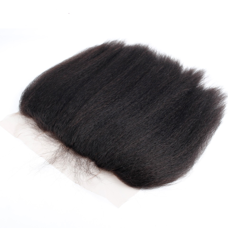 Free shipping Brazilian Kinky Straight 13x4 To Ear Pre Plucked Lace Frontal Closure With Baby Remy Human Hair Free Part Top Frontals