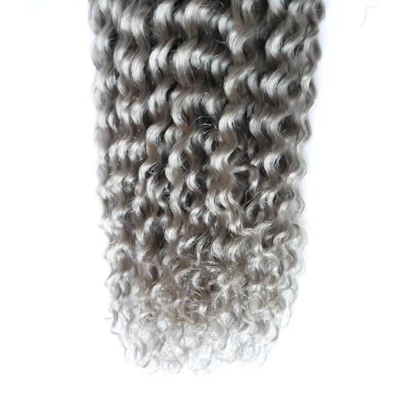 Brazilian Curly Hair Extensions "10-26" inch 100% Human Hair Weave Bundles 1 PCS Color Gray Hair Extensions Non Remy