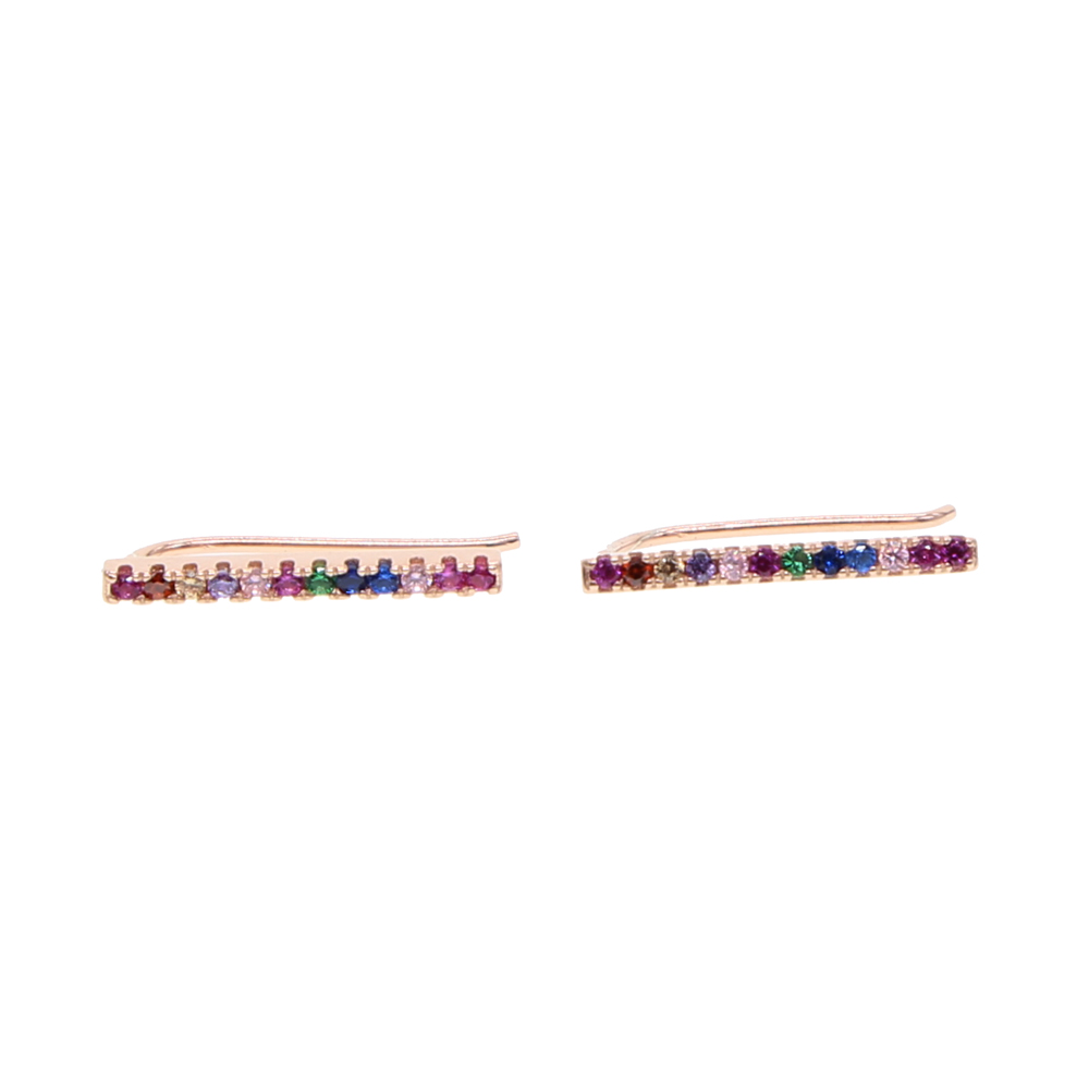 rainbow bar earring long ear climber fashion women jewelry 925 sterling silver colorful design Gold plated fashion jewelry