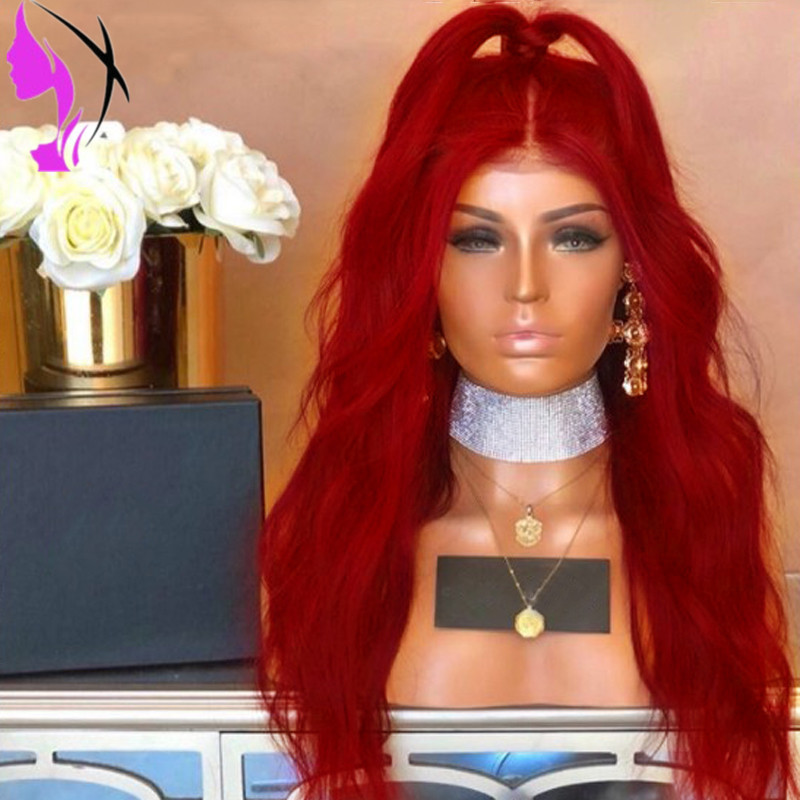 Wholesales body wave Glueless Synthetic Lace Front Wig brazilian hair red wig cosplay Wig Perucas for women