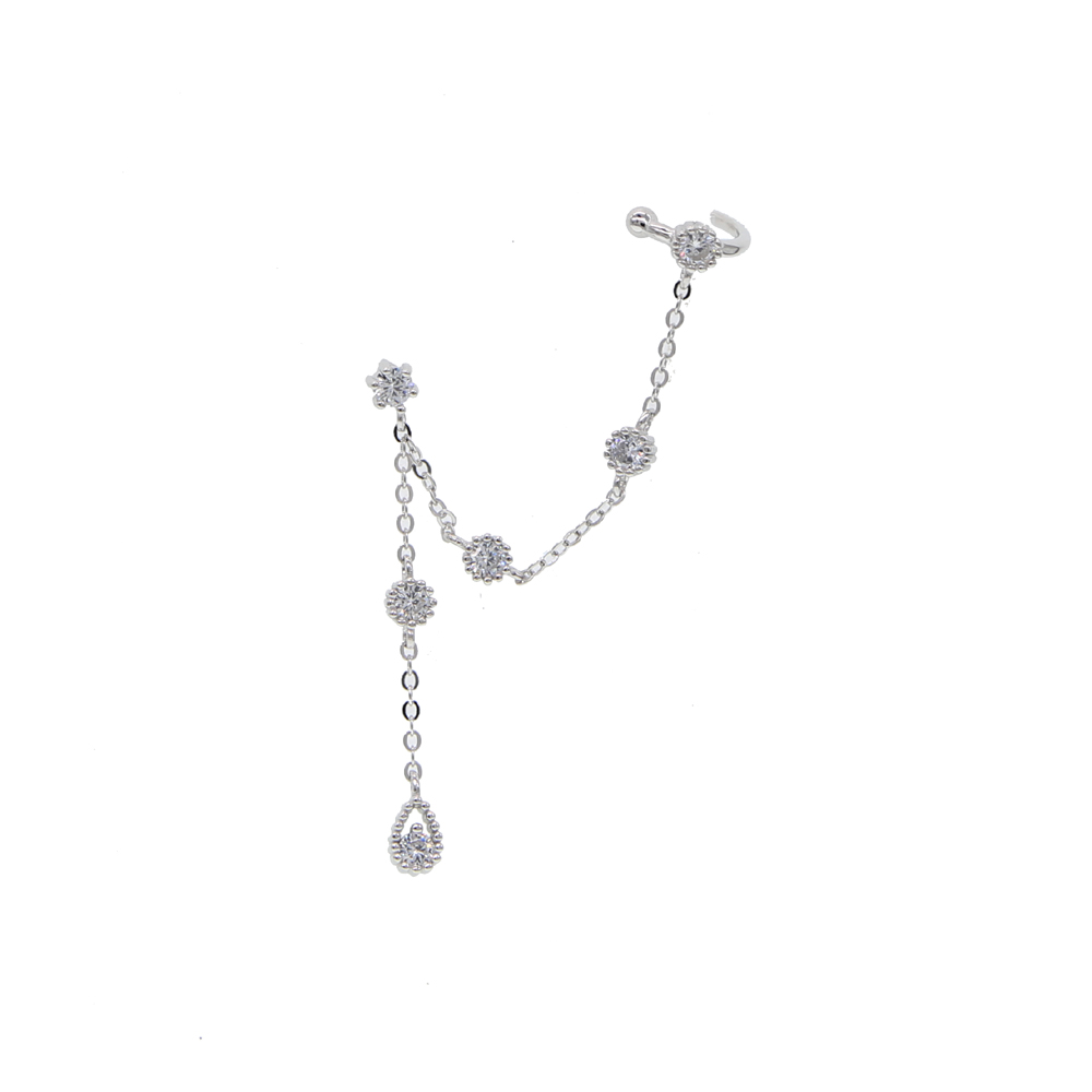 1 piece elegance tassel earring for women 925 sterling silver single cz stud circle ear cuff link chain gorgeous european women jewelry