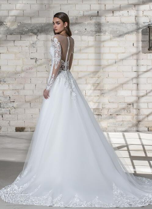 Elegant Two Pieces Wedding Dress Pnina Tornai 2019 Long Sleeve Mermaid Lace Applique Deep V Neck Bridal Gowns With Removable Tulle Train