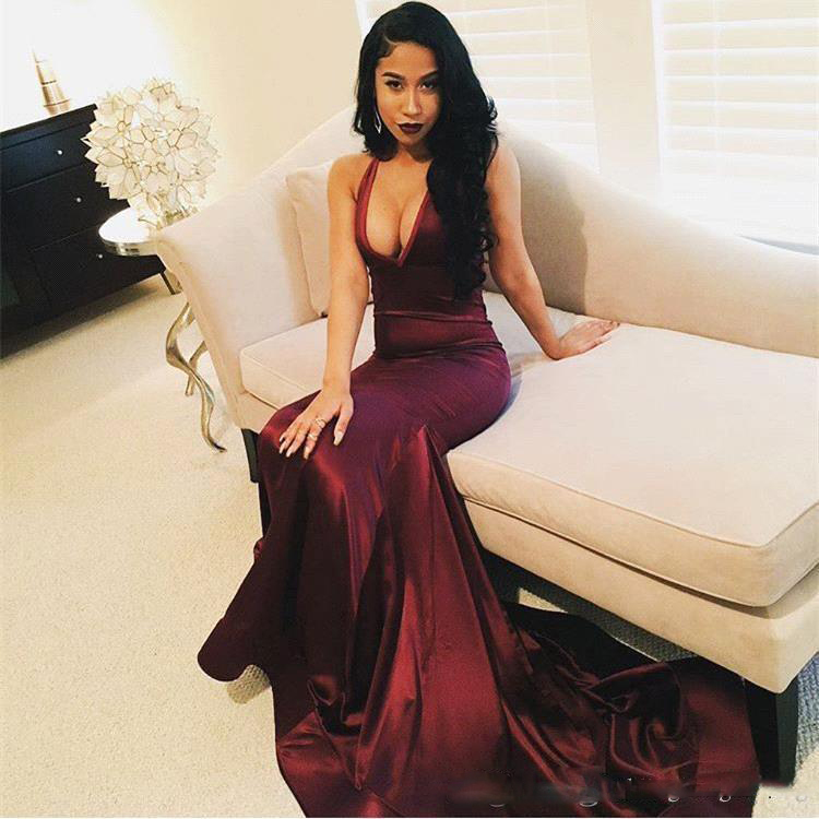 Sexy Plunging V Neck Wine Red Burgundy Prom Dresses Mermaid Sleeveless Velvet Satin Floor Length Evening Gowns Party Dress, Light purple
Sexy Plunging V Neck Wine Red Burgundy Prom Dresses Mermaid Sleeveless Velvet Satin Floor Length Evening Gowns Party Dress, Light purple