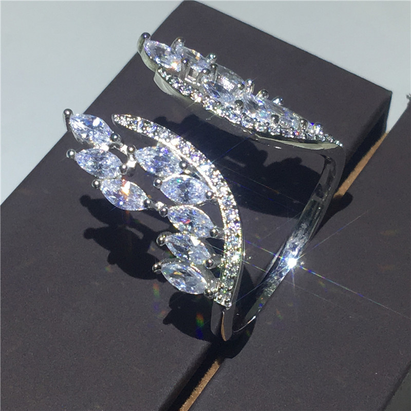 Angel wings ring 925 Sterling silver 5A Sona Cz Engagement wedding band rings for women Bridal Finger Jewelry