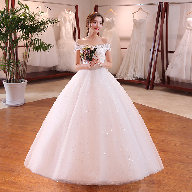 Hot Sale Summer Soft Satin Wedding Dress 2018 New Arrival Korean Style Boat Neck Simple Plus Size bride Vestido De Noiva A-Line