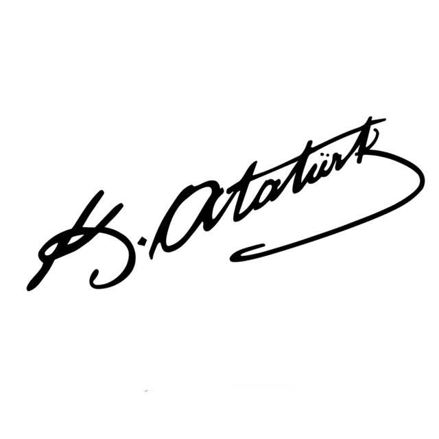12*39cm 7.5*25cm Turkey Mustafa Kemal Ataturk signature car sticker funny car stickers CA-325, Black
12*39cm 7.5*25cm Turkey Mustafa Kemal Ataturk signature car sticker funny car stickers CA-325, Black
