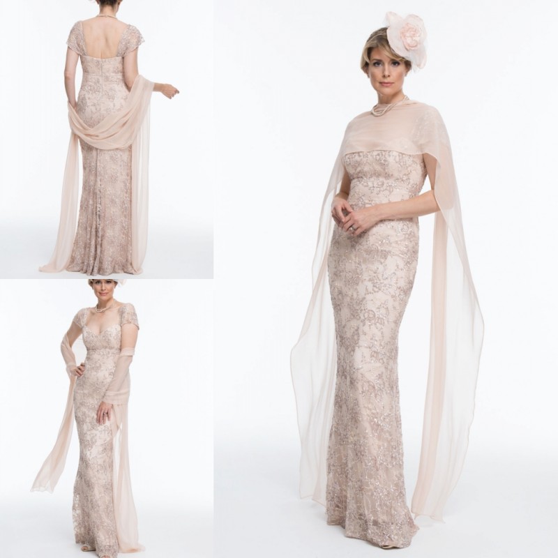 Charming Lace Mermaid Mother of the Bride Dresses Cap Sleeves Sweetheart Shiny Sequins Plus Size Mothers Wedding Guest Dress With Long Wrap