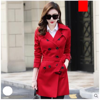 5 Color 2018 Spring Autumn Women Trench Coat Lapel collar Mid-long Slim Female Coat New Style Fashion Plus-size LADIES513