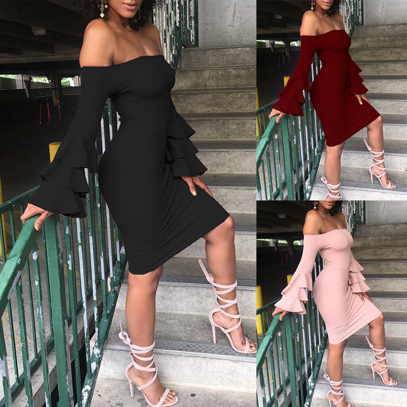 Long Sleeve Mini Dress Wome' 2018 New Autumn Spring Off Shoulder Dresses Women Sexy Party Frill Ruffle Bardot Bodycon Dress, Burgundy
Long Sleeve Mini Dress Wome' 2018 New Autumn Spring Off Shoulder Dresses Women Sexy Party Frill Ruffle Bardot Bodycon Dress, Burgundy