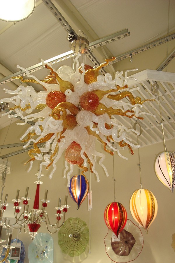 Fashionable Chain Hanging Bohemian Crystal Chandelier Elegant Art Lighting Hanging LED Home Staircase Hand Blown Glass Chandelier