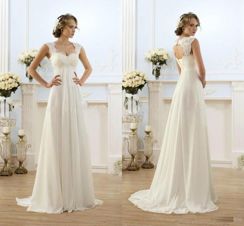 Lace Chiffon Wedding Gowns with Sleeveless Sweep Train Sexy Back Bridal Dresses for Pregnant Women Empire Waist Vestidos, Pink
Lace Chiffon Wedding Gowns with Sleeveless Sweep Train Sexy Back Bridal Dresses for Pregnant Women Empire Waist Vestidos, Pink