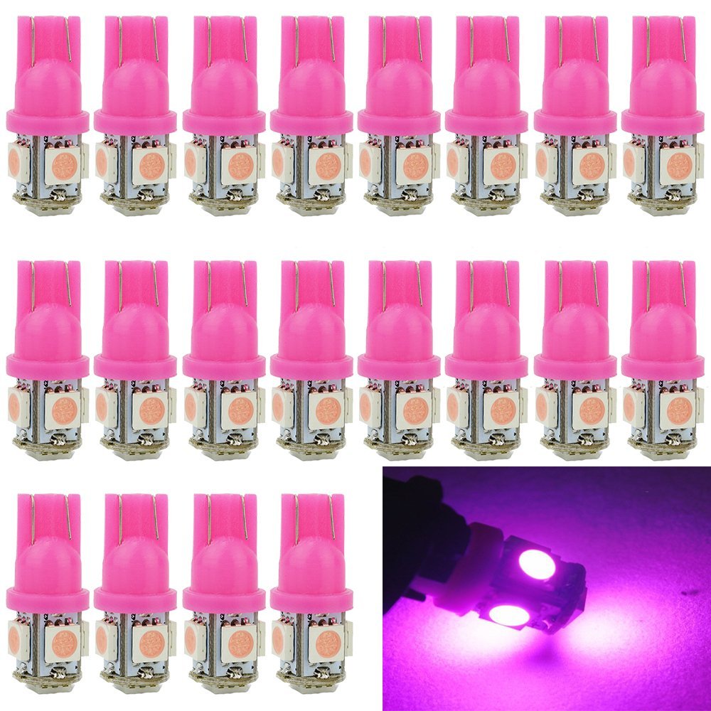 100Pcs-Pack Pink Purple T10 Wedge 5-SMD 5050 LED Side Tail Plate Parking Dome Plate Light bulbs W5W 2825 158 2825
100Pcs-Pack Pink Purple T10 Wedge 5-SMD 5050 LED Side Tail Plate Parking Dome Plate Light bulbs W5W 2825 158 2825