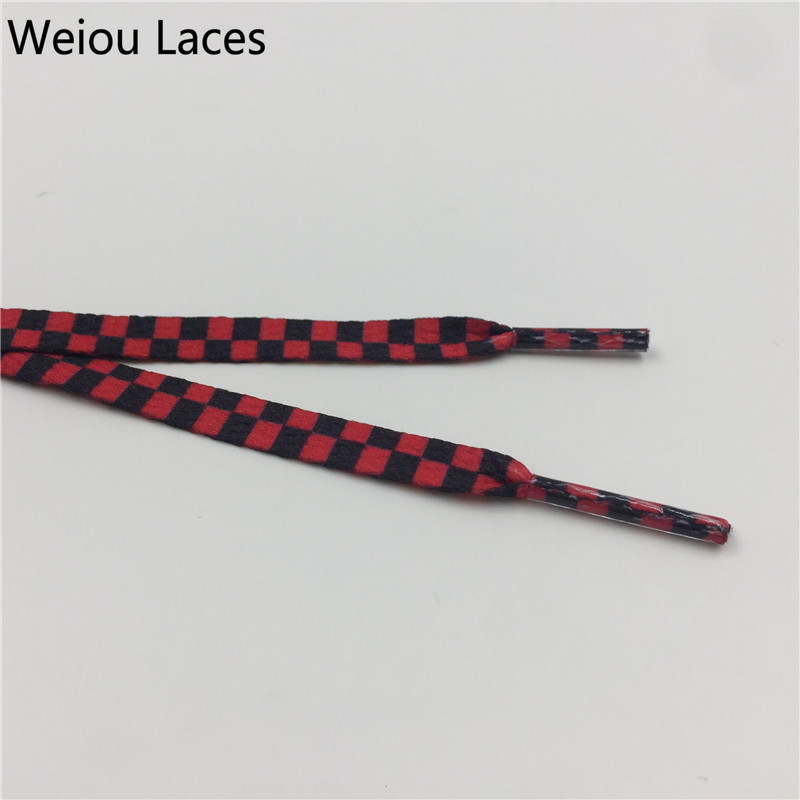 Weiou Black & White Printies Checkered Flat Shoe Laces Flatties for Skater Boot 160cm silk screen printing shoelace