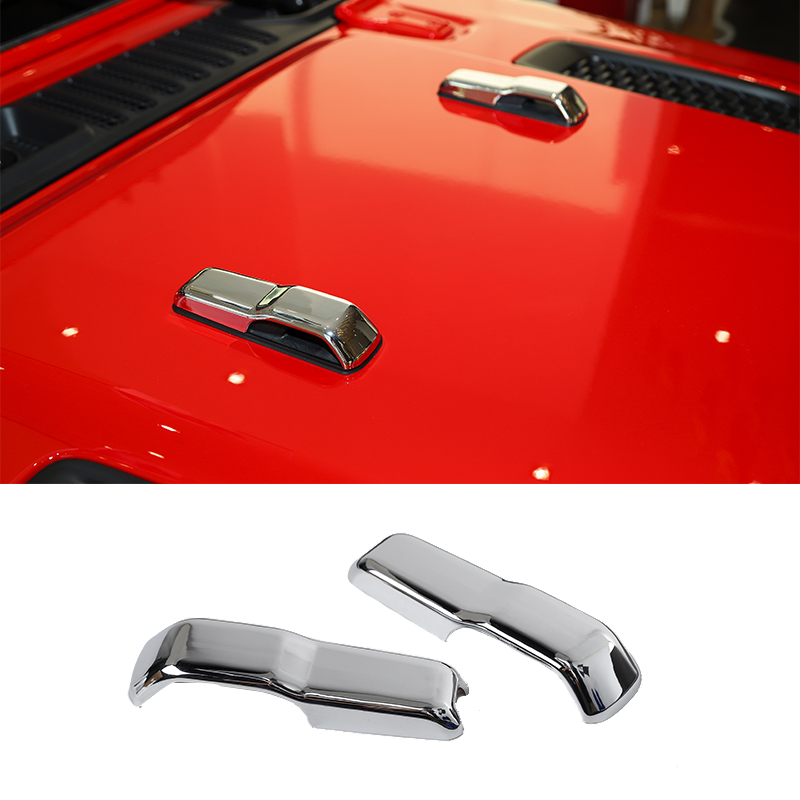 ABS Silver Hood Decorative Cover 2PCS Decoration Cover Fit Jeep Wrangler JL Auto Interior Accessories