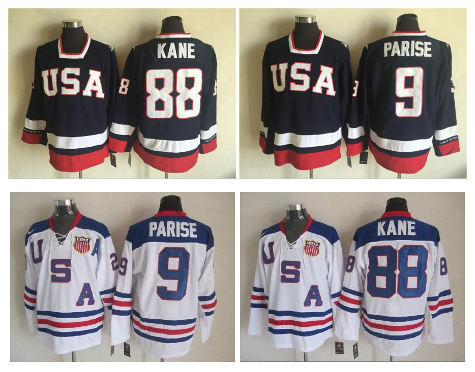 2010 Olympic Team USA Hockey Jerseys 88 Patrick Kane 9 Zach Parise White Navy Blue USA Stitched Hockey Jersey M-XXXL, Black
2010 Olympic Team USA Hockey Jerseys 88 Patrick Kane 9 Zach Parise White Navy Blue USA Stitched Hockey Jersey M-XXXL, Black
