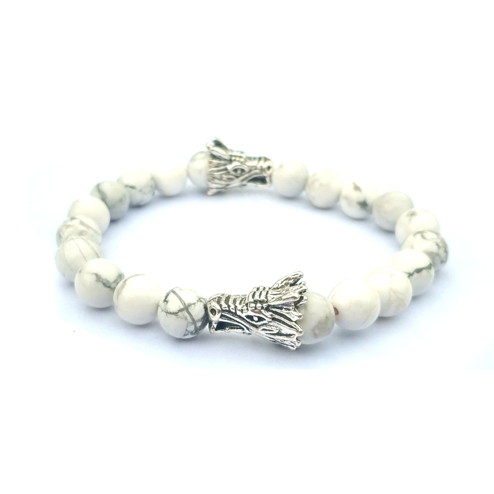 10pc/set 8MM howlite Beads Antique Beads Energy Yoga Bead Hand Weaving Dragon Bracelet for gift women custom jewelry