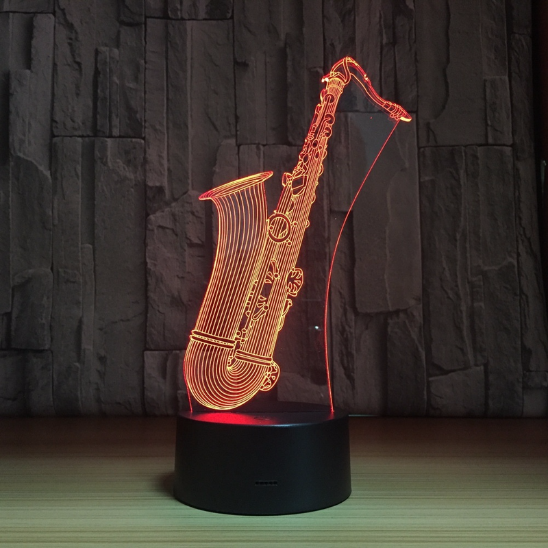 2018 New LED Night Light Saxophone USB 3D Lamp 7 Colors Touch Sensor 3D Bedroom Lights Atmosphere Decoration Gift