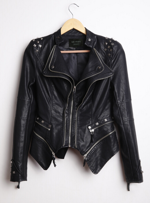 Wholesale- South Korea Women' New Autumn Fashion Rivet Jacket Short Design Motorcycle PU Leather Zipper Jackets Large Size -6XL, Black
Wholesale- South Korea Women' New Autumn Fashion Rivet Jacket Short Design Motorcycle PU Leather Zipper Jackets Large Size -6XL, Black
