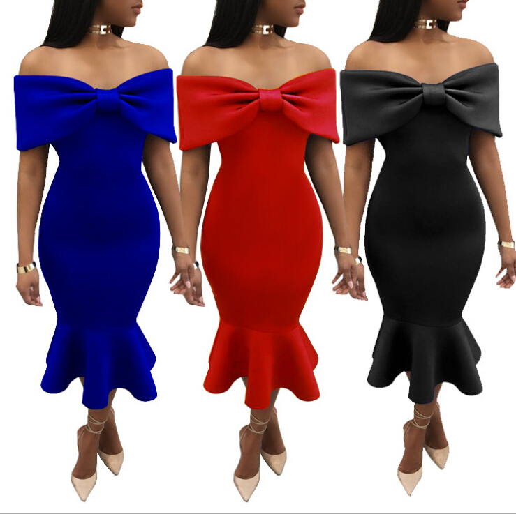 Slash Shoulder Irregular Leaf Dress Women High Waist Formal Party Long Dresses