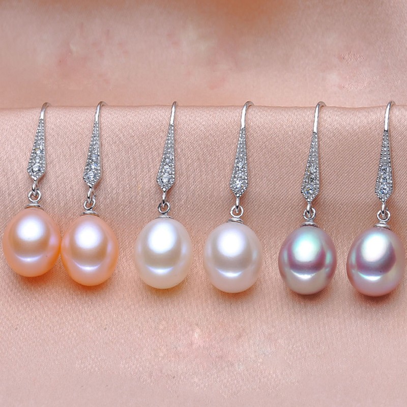 Freshwater natural Pearl earrings, Pearl with 925 Sterling Silver trendy earrings,Birthday gift Jewelry Women fashion earrings