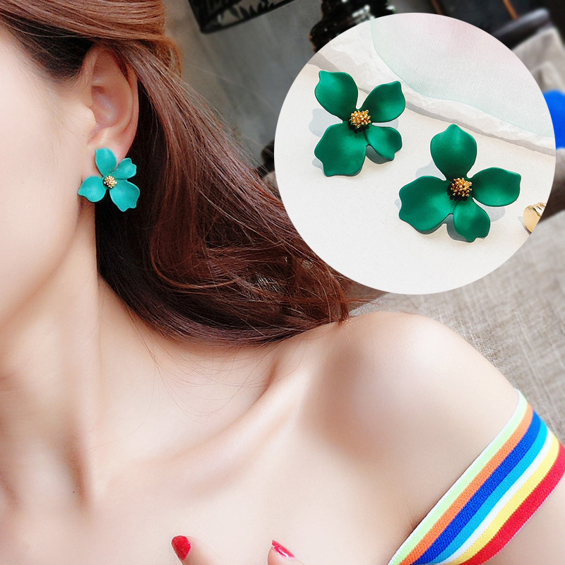 New Fresh Alloy Flowers Stud Earring Jewelry 925 Sterling Silver Ear Needle Earring Women Festival Gift