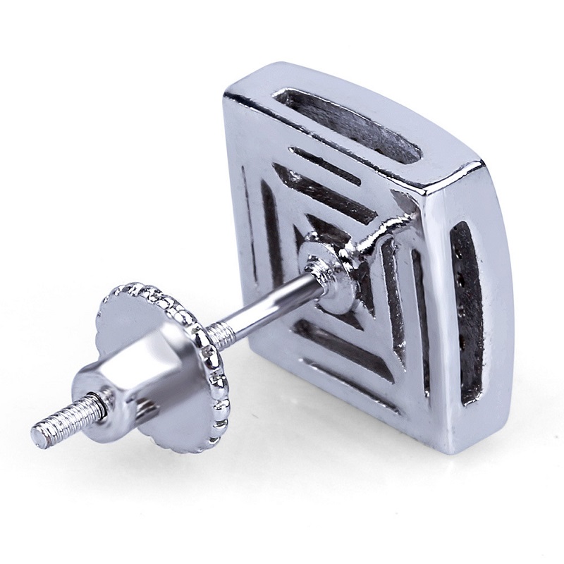 Mens Hip Hop Stud Earrings Jewelry Fashion Gold Silver Simulated Diamond Square Earring For Men