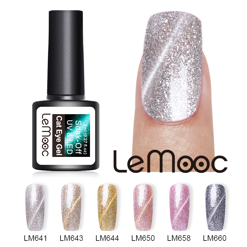 LEMOOC 8ml Platinum Cat Eye UV Gel Polish Glitter Magnetic Soak Off Nail Art Gel Varnish Manicure Design, Lm643
LEMOOC 8ml Platinum Cat Eye UV Gel Polish Glitter Magnetic Soak Off Nail Art Gel Varnish Manicure Design, Lm643